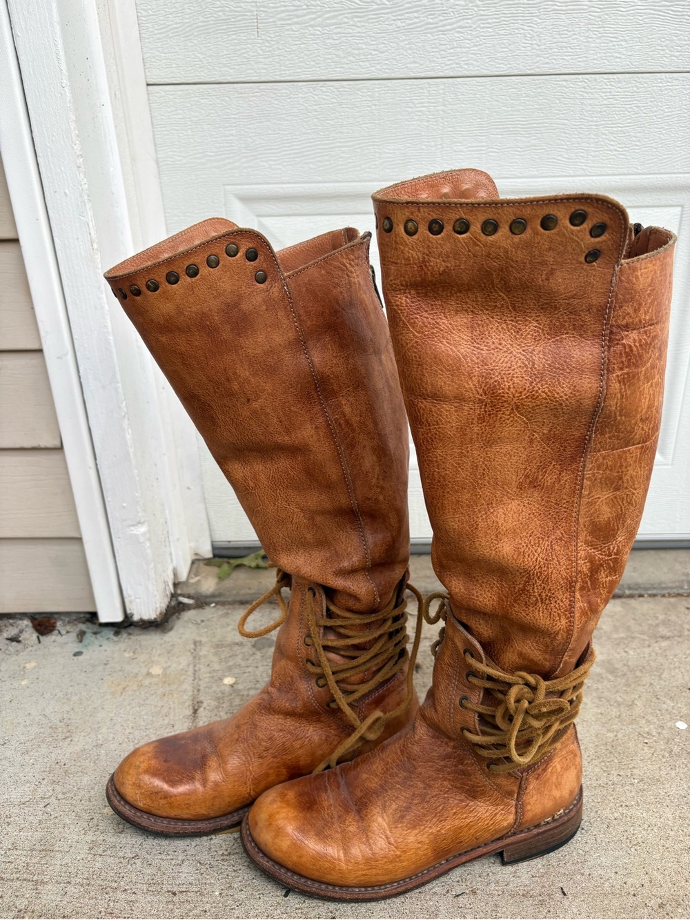 Bed Stu Loxley Women’s Tall Leather Knee-High Riding Boots Sz 7 Brown Cognac
